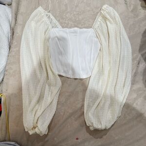 Urban Outfitters Cream Blouse with Flowing Sleeves